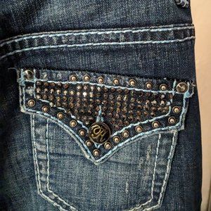 Rock and Roll CowGirl Studded Rhinestone Jeans Low Rise 26 x 36
